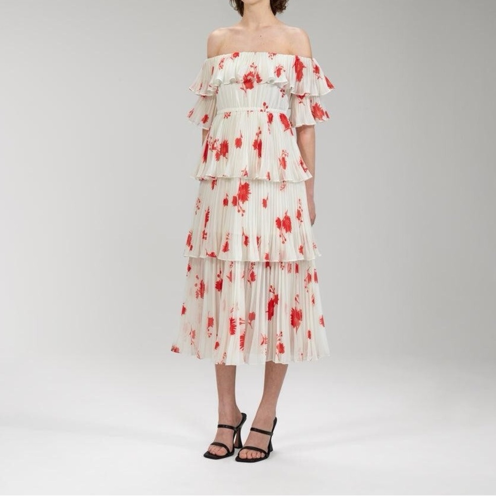Self-Portrait Printed Midi Length Ruffle Dress - Picture 9 of 13